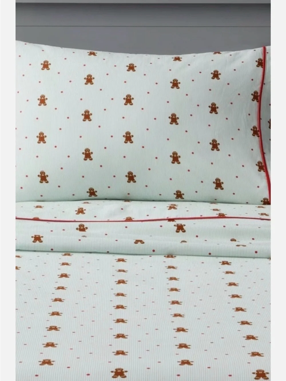 Gingerbread DREAMS Mint Pin Stripe Poka Dots FULL Sheets —  Festive Nostalgic